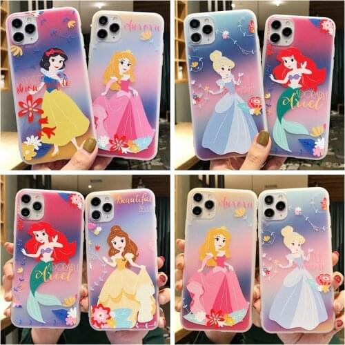 Disney Princess Phone Case for IPhone 7 8 7Plus 8Plus XS XSMax 6S 11 Pro Max X Cartoons Tpu Soft Covers Print Phone Accessories