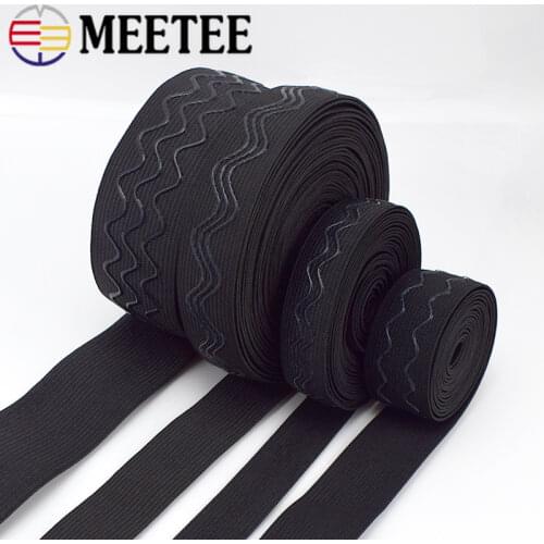 Meetee 2/5/10meters 2-4cm Non-slip Elastic Band Wave Silicone Webbing Belt DIY Sport Clothes Wrist Guard Sew Accessories EB013