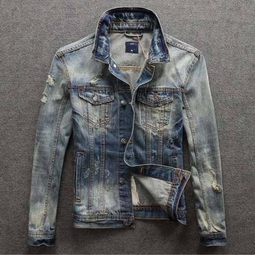 Hitz retro washed denim jacket Slim jeans male tide mens jackets
