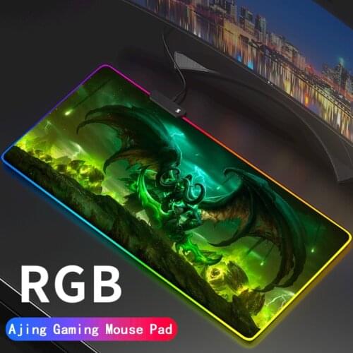 World of Warcraft RGB Gaming Mouse Pad WOW Computer LED Gamer Large Mause Pad USB For PC Desk Mat Support Custom DIY Pattern