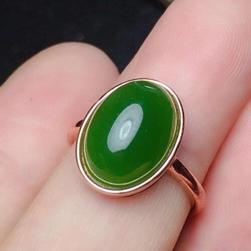 Natural And Real Jade Ring Stone Rings Solid 925 Silver Gemstone Ring
