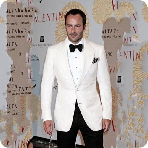 White Men Suits Peaked Lapel Wedding Suits Tuxedos Best Man Blazer Prom Stage Slim Fit Formal Grooms Wear 2pieces Costume Homme