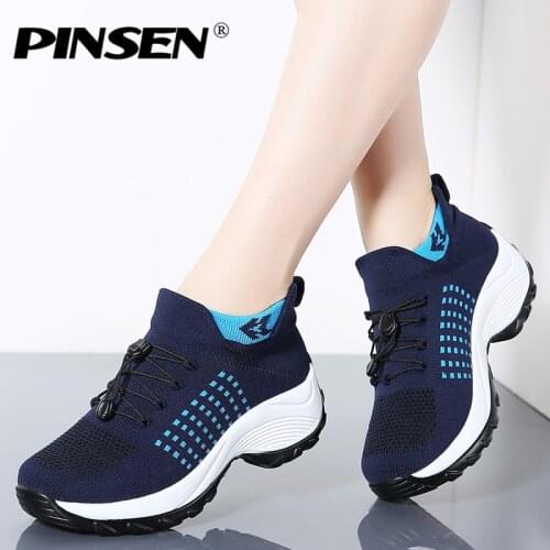 PINSEN 2020 Spring Casual Women Shoes Flats Platform Sneakers Shoes Woman Slip-on Breathable Ladies Boat Shoes zapatillas mujer
