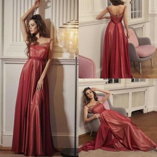 2020 Evening Dresses Scoop Neck Lace Appliques Special Occasion Gowns Custom Made Backless Sweep Train Party Prom Dress