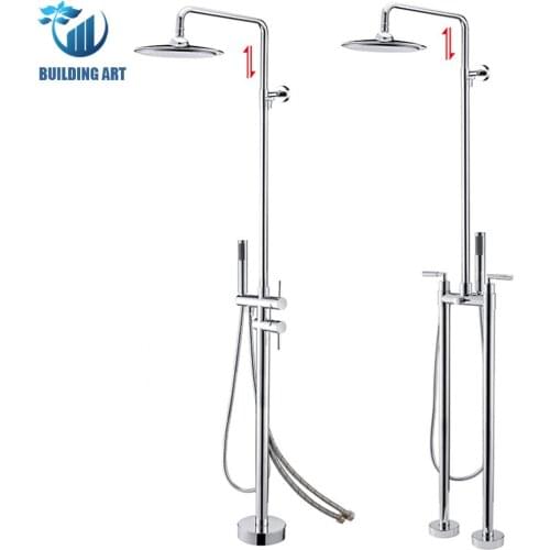 Outdoor Brass Chrome Rain Shower Faucet Bathroom Faucet Hot Cold Mixer Crane Bathtub Faucet Height Adjustable Russian Shower