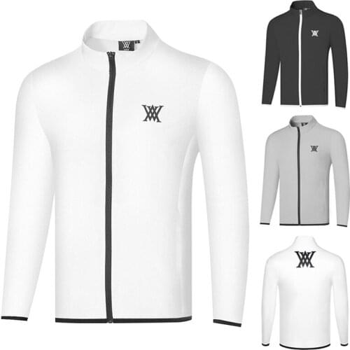 Summer Golf Clothing Mens Breathable Jacket Sunscreen Thin Windbreaker Sports Quick-Drying Anti-Pilling Outdoor Zipper Top