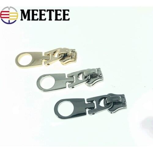 Meetee 5/10pcs No5 Zipper Sliders For Metal Zippers Bag Jacket Pocket Zips Head Repair Kits DIY Sewing Accessories