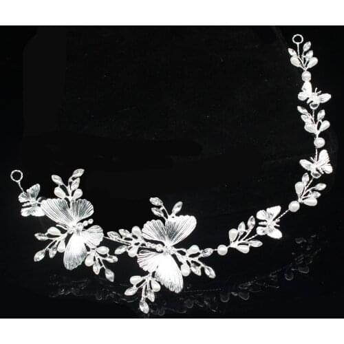 Metal Butterfly Wedding Bridal Tiara Headbands Hair Jewelry Accessories For Women Headpiece Prom Bride Head Chain Decorations