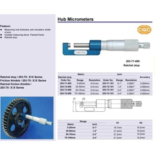 Hub Micrometers 75-100mm.3-4inch.203-74-000 Wheel micrometer