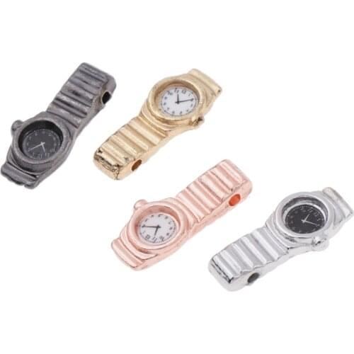 4pcs 1:12 Dollhouse Miniatures Decor Miniature Mini Watches Model 4 Colors