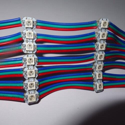 100pcs/string addressable SK6812-RGB led with heatsink(10mm*3mm);DC5V input;5cm wire spacing;with all RGB wire
