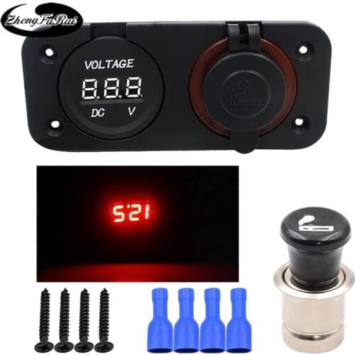 Car modification ATV modified 2-hole voltmeter plus cigarette lighter socket with cigarette lighter 12-24v universal