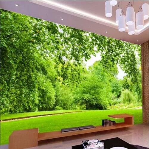 3D film and television wall green forest TV background wall decorative mural living room bedroom landscape wallpaper Waterproof