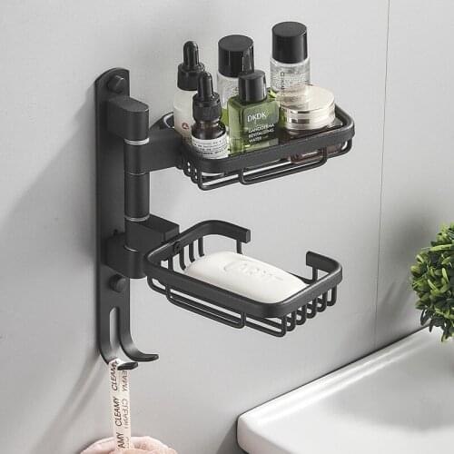 Wall Mounted Standing Bathroom Soap Dish Soap Holder Tray Aluminum Soap Rack Shelf