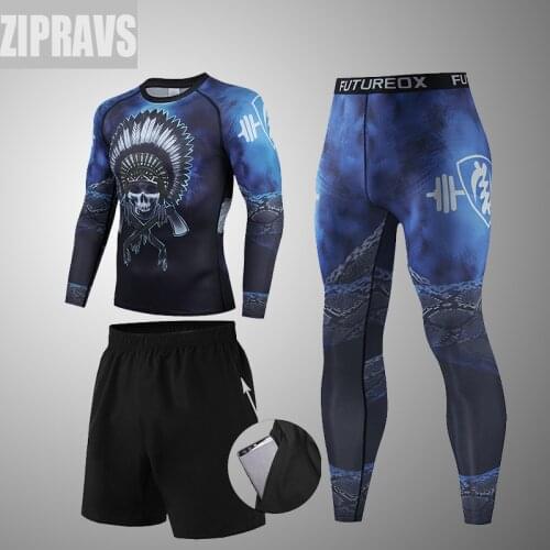 Brand New ZIPRAVS Quick Dry Joggers Sets Men Running Sets Compression Sports Suits Skinny Tights Clothes Gym Fitness Sportswear