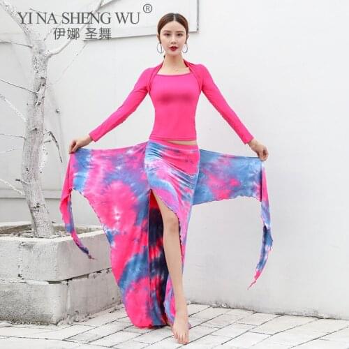 New Women Dancewear Belly Dance Clothes Modal Long Sleeve Tops Outfit Bellydance Slim Long Skirts Performance Practice Clothing