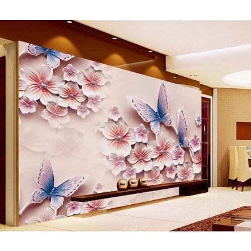 Beibehang Wallpaper 3D Wallpaper Romantic Butterfly Orchid Photo photo wall mural Wallpaper Modern Home Decorative Painting