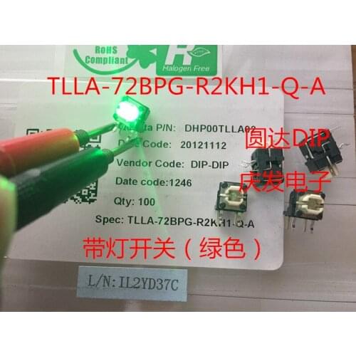 Original new 100% DIP TLLA-72BPG-R2KH1-Q-A light touch switch green bend foot 90 degree