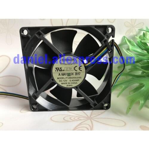 Original EVERFLOW 8025 8CM 4-wire CPU temperature-controlled cooling fan F128025SU 12V 0.40A