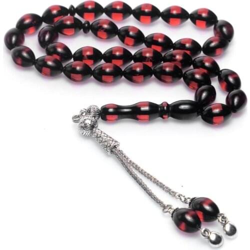 Pres Amber Rosary Round Cut Red Color Metal Tassels