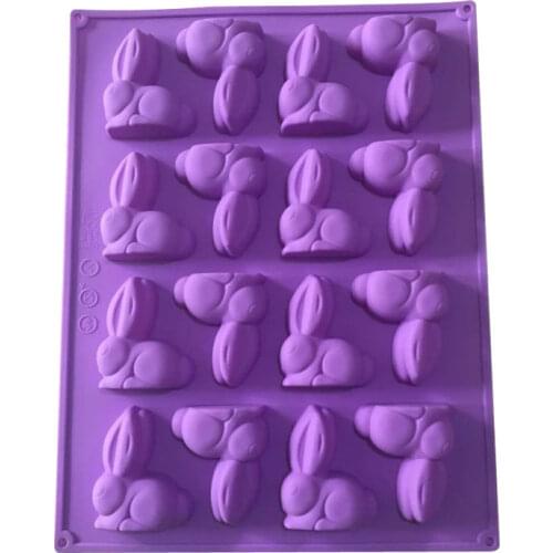 16 Cavities Cartoon Rabit Silicone Mold Handmade Soap Mold Cute Animals Fondant Cake Chocolate Mold Cookie Stencil