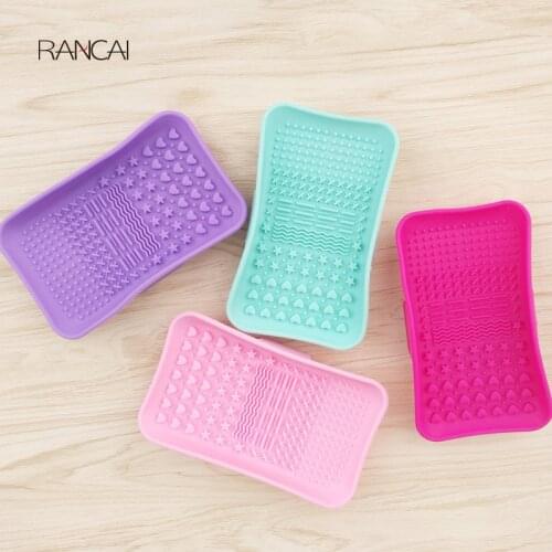 RANCAI 1Pcs Silicone Brush Cleaning Tool Soap Dish Shape Cosmetics Cleaner Washing Brushes Cleanser Clean Beauty Essentials