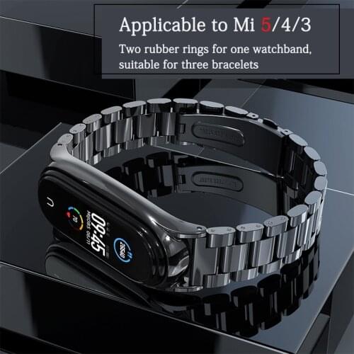UTHAI S19 Watchbands strap for mi band 4 Metal wristband mi band 6 5 3 Three universal 304 stainless steel straps