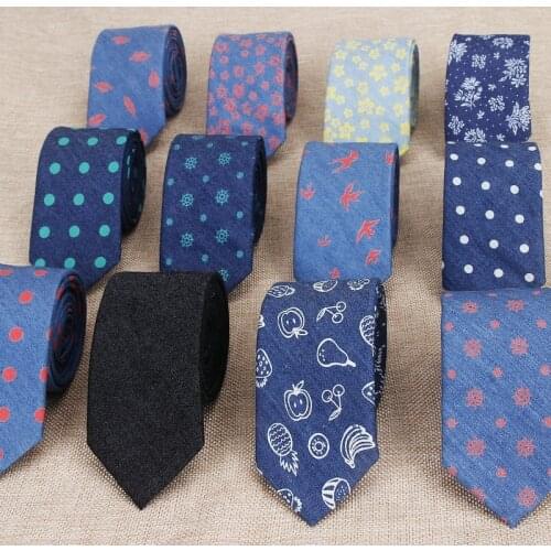 Luxury Classic Denim Mens Ties Neck Ties Retro Dot Leaf Printed Necktie For Men Formal Business Wedding Party Neckties Gravatas