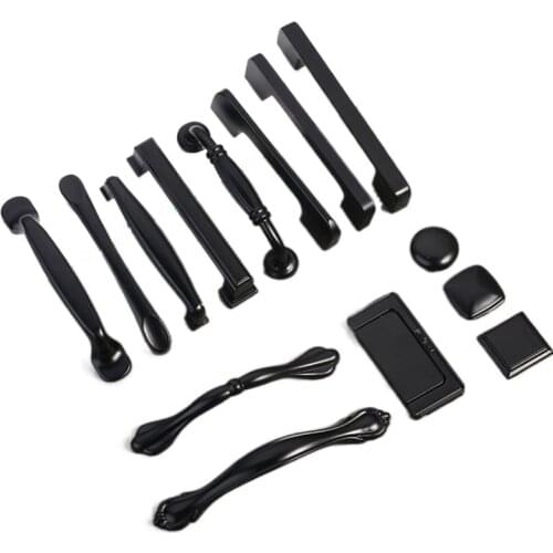 Drawer Knobs Modern Door Handles For Interior Black Aluminum Furniture Cabinets Knob Alloy Kitchen Cupboard Handles for Muebles