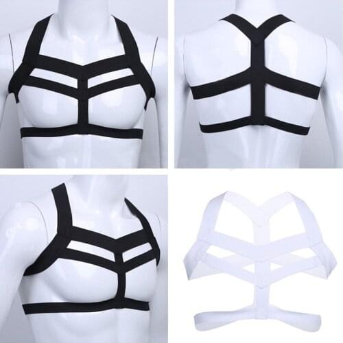 Sexy Elastic Men Body Harness chest Playsuit Macho Role Play Fetish Wear Costumes Bandage Tights Warrior Chest Harness Vest