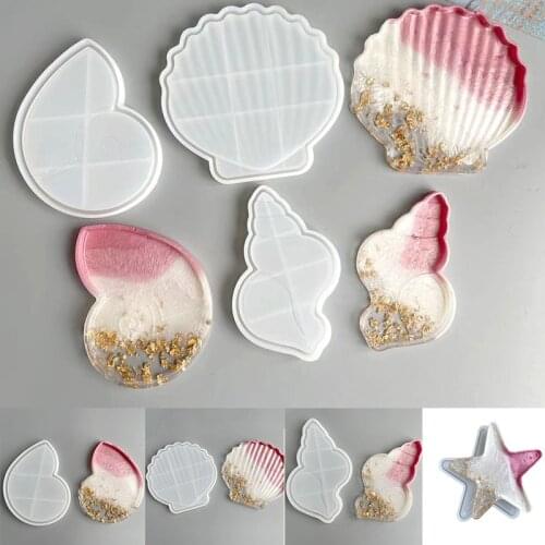Starfish Shell Shape Resin Plate Molds Plate Mirror Silicone Mold For DIY Craft Crystal Ashtray Jewelry Storage Tray Molds