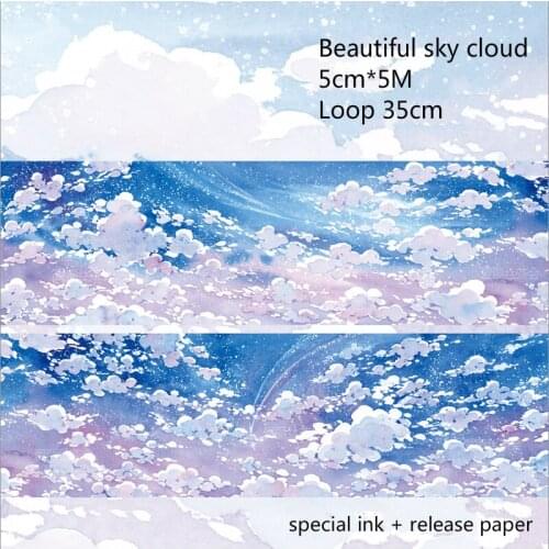 Special Ink Clouds Washi Tape Stickers for Scrapbooking Landscape Collage Washitape