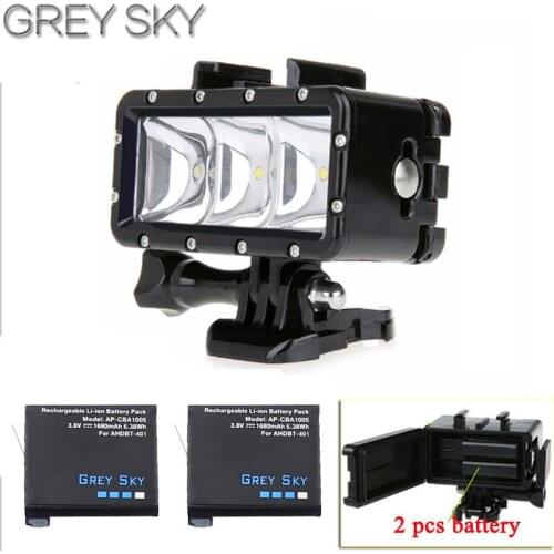 Go Pro 30m Diving Led Flash Light Underwater lamp (2x Hero4 Batteries) For GoPro Hero 5 3+4 4S XiaoMi yi 4K 4k plus SJCAM sj4000