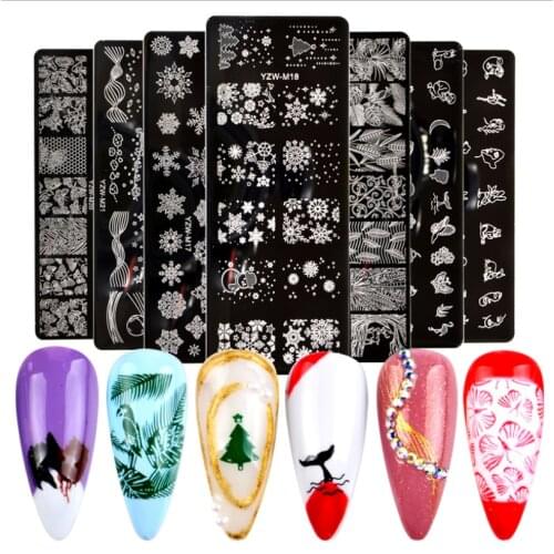 YZW-M Stamping Plate 38 Styles Stencil Nail Art Stickers Design Cute Flower Nail Art Set Stainless Steel Overprint Nail Templat