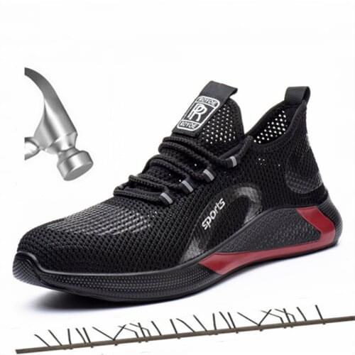 Work Safety Shoes for Men Boots Summer Breathable Indestructible Steel Toe Anti-Smashing Construction Safety Work Sneakers
