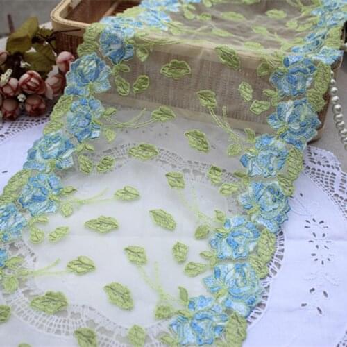 5Meters Green Lace Trim Bilateral Floral Bra Clothes Accessories Dress Sewing Applique Lingerie Laces Fabric 22cm Width