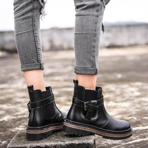 2019 Autumn Shoes Women Platfrom Chelsea Boots Black Fashion Brand British Style Ladies footware Ankle Boots Female botas mujer
