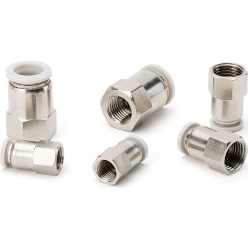 10PCS Pneumatic tracheal quick connector quick plug internal thread straight through PCF6-01 PCF8-02 PCF10-03 PCF12-04 Component