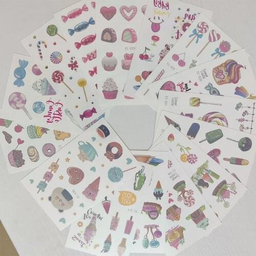 15pc Children Temporary Tatoo Sticker Waterproof Tattoo Cartoons Candy Fruit Ice Cream Tattoos Hand Foot Tatouage Birthday Gift