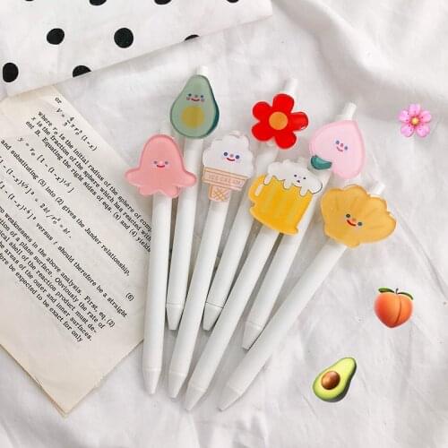 40pcs Kawaii Pen Cute Gel Pens Flower Fruit Series Cartoon Pen for School Supplies Japanese Stationery Adorable Gift for Girls