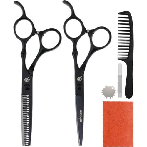 5.5" Black Hairdressing Scissors Manual Hair Clipper Professional Hair Cutting Shears Cheap Barber Thinning Shears Hair Sissors