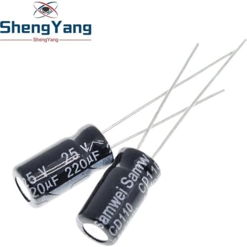 50PCS Higt quality 25V220UF 6*12mm 220UF 25V 6*12 Electrolytic capacitor