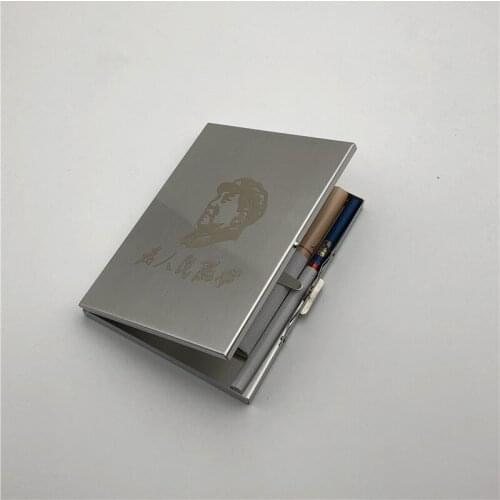 Alalinong Chairman Mao Stainless Steel Cigarette Case Ultra Thin Metal Universal Cigarette Box Wire Drawing Process Smoking Box