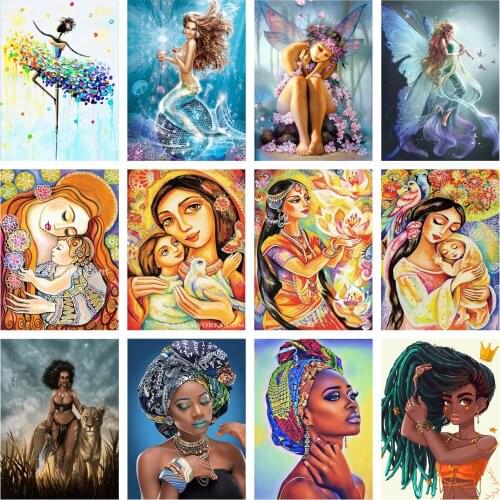 5D Brand New DIY Diamond Drawing Beauty Round Diamond Mosaic Cross Stitch Set African Girl Home Handmade Gift