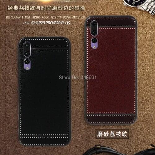 ISecret Case for Huawei P20 Pro Case leather 6.1 Soft Black silicone Classic litchi stripes Cover for Huawei P20 Pro Case luxury