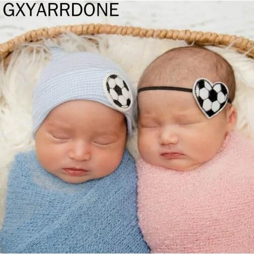 Baby Hat Turban Cartoon Cute Football Embroidery Label Baby Girl Boy Turban Cap Infat Knit Hat Twin Hedging Cap For Newborn