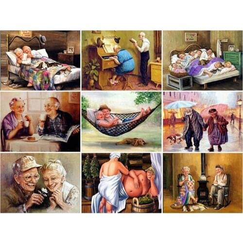 DIY Painting By Numbers 40x50cm Old Couple Kit Oil Coloring By Numbers Wall Art Acrylic Paintings On Canvas Home Decoration
