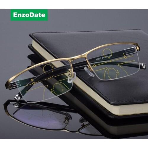 Progressive Transition Photochromic Anti Blue Ray Computer Reading Glasses Metal Frame UV400 No Line Gradual Sunglasses