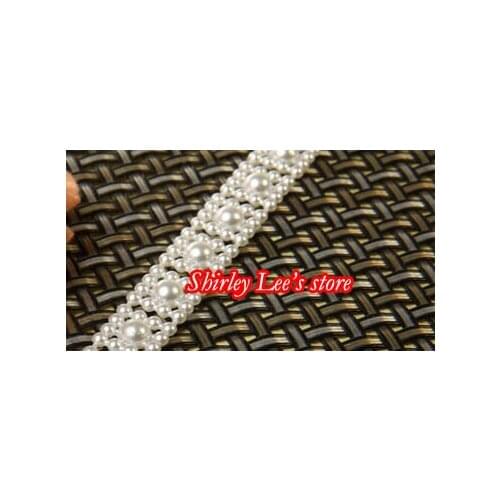 HOT SALE!!!! 6 Rolls (25 yards /Roll) X 1cm Square Flower Pearl Bead Trim In Ivory,Cake Trims , DIY Craft