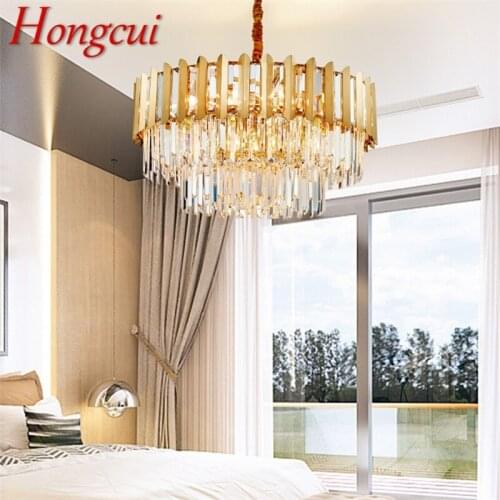 Hongcui Modern LED Ceiling Chandelier Lights Crystal Luxury Decorative Fixtures For Living Room Dining Room Villa Duplex